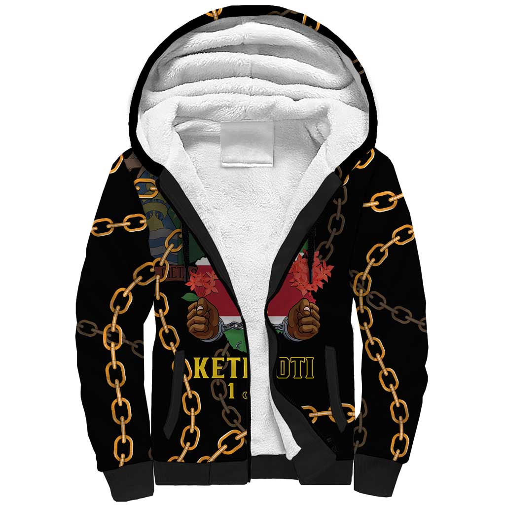 Suriname Keti Koti Sherpa Hoodie Kettingsnijden Prisiri Manspasi - Wonder Print Shop