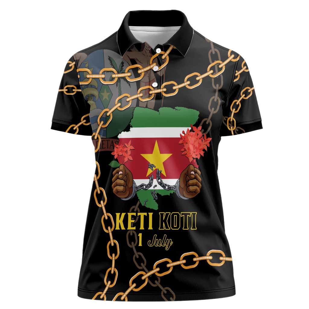 Suriname Keti Koti Women Polo Shirt Kettingsnijden Prisiri Manspasi - Wonder Print Shop