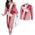 Custom Danmark 2024 Football Couples Matching Off The Shoulder Long Sleeve Dress and Long Sleeve Button Shirt We are Red We are White We are Danish Dynamite