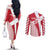 Custom Danmark 2024 Football Couples Matching Off The Shoulder Long Sleeve Dress and Long Sleeve Button Shirt We are Red We are White We are Danish Dynamite