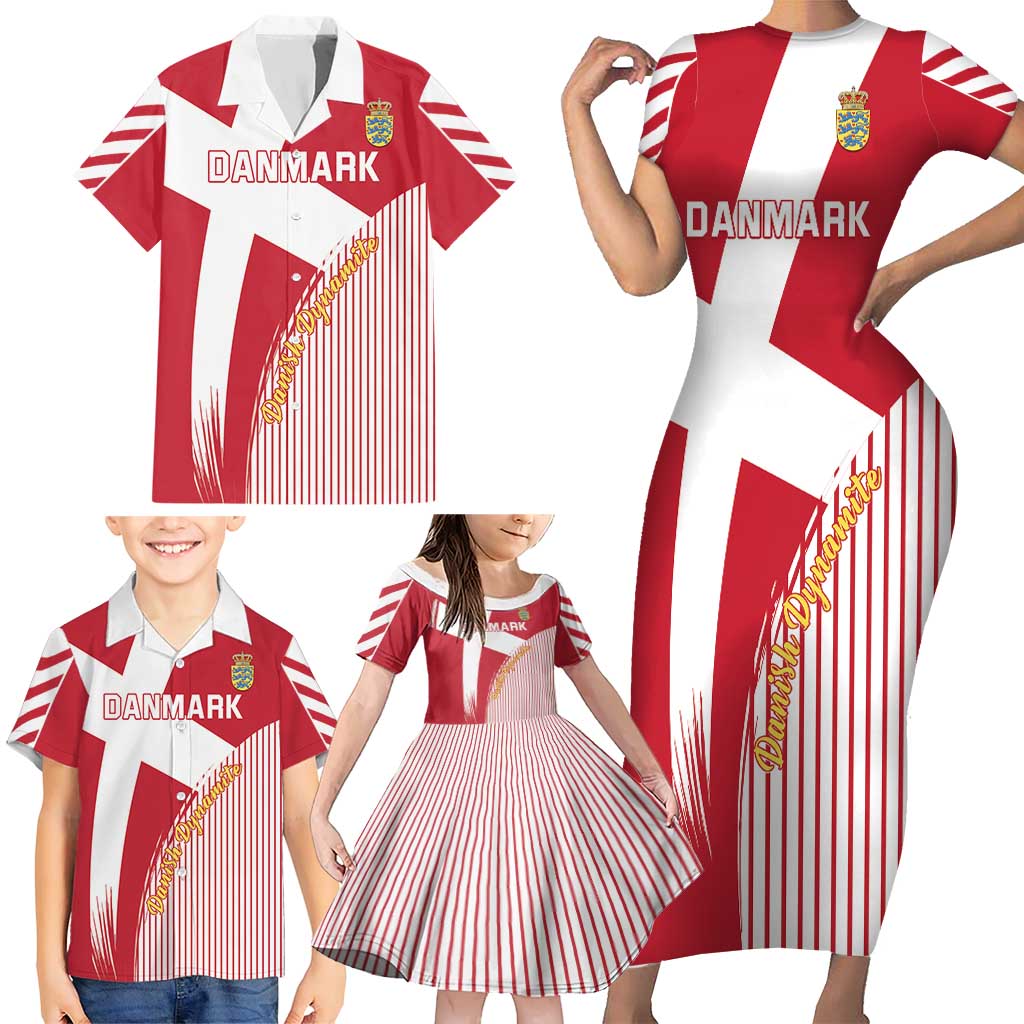 Custom Danmark 2024 Football Family Matching Short Sleeve Bodycon Dress and Hawaiian Shirt We are Red We are White We are Danish Dynamite - Wonder Print Shop