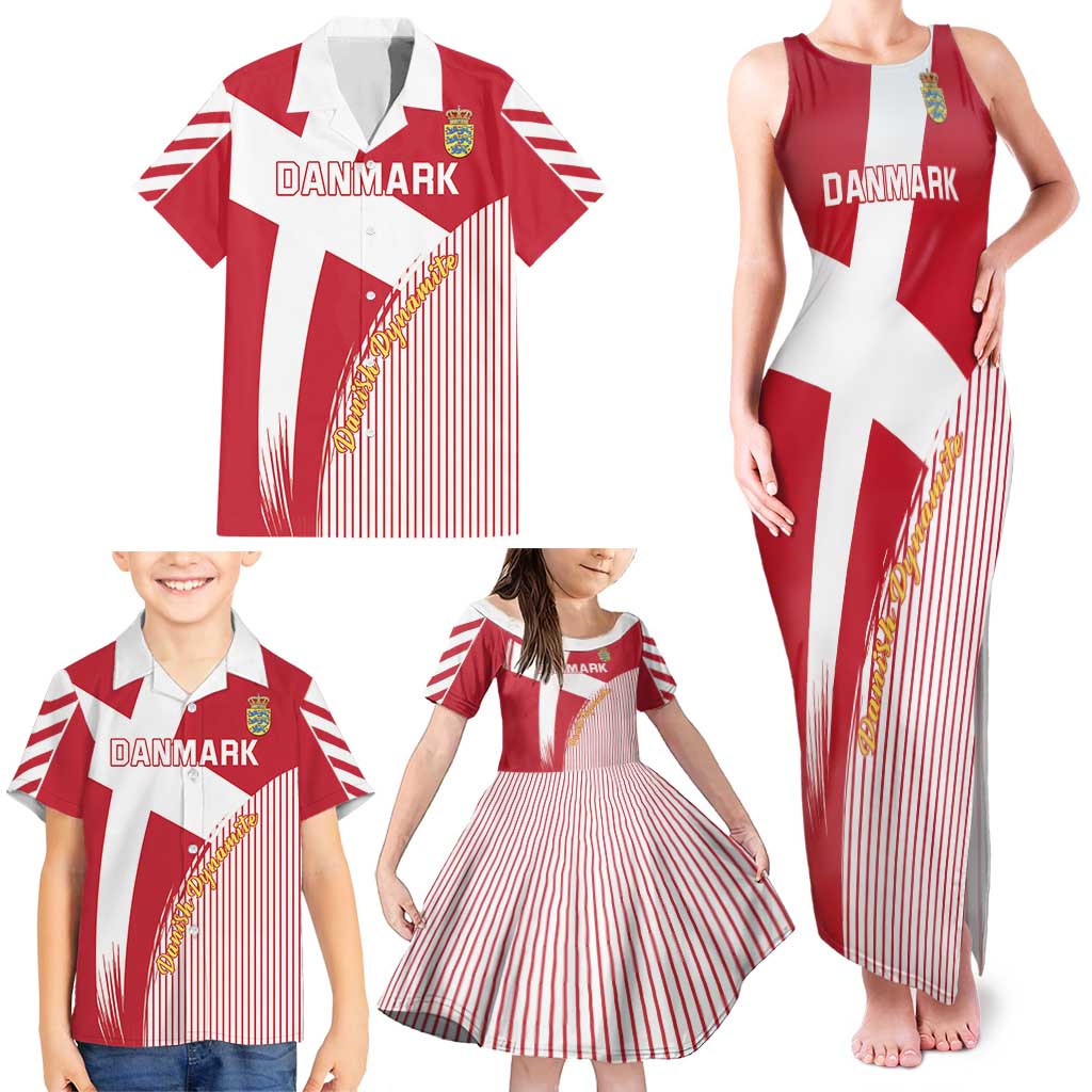 Custom Danmark 2024 Football Family Matching Tank Maxi Dress and Hawaiian Shirt We are Red We are White We are Danish Dynamite - Wonder Print Shop