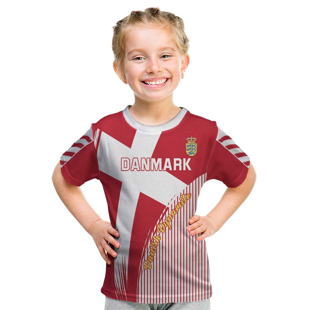 Custom Danmark 2024 Football Kid T Shirt We are Red We are White We are Danish Dynamite - Wonder Print Shop