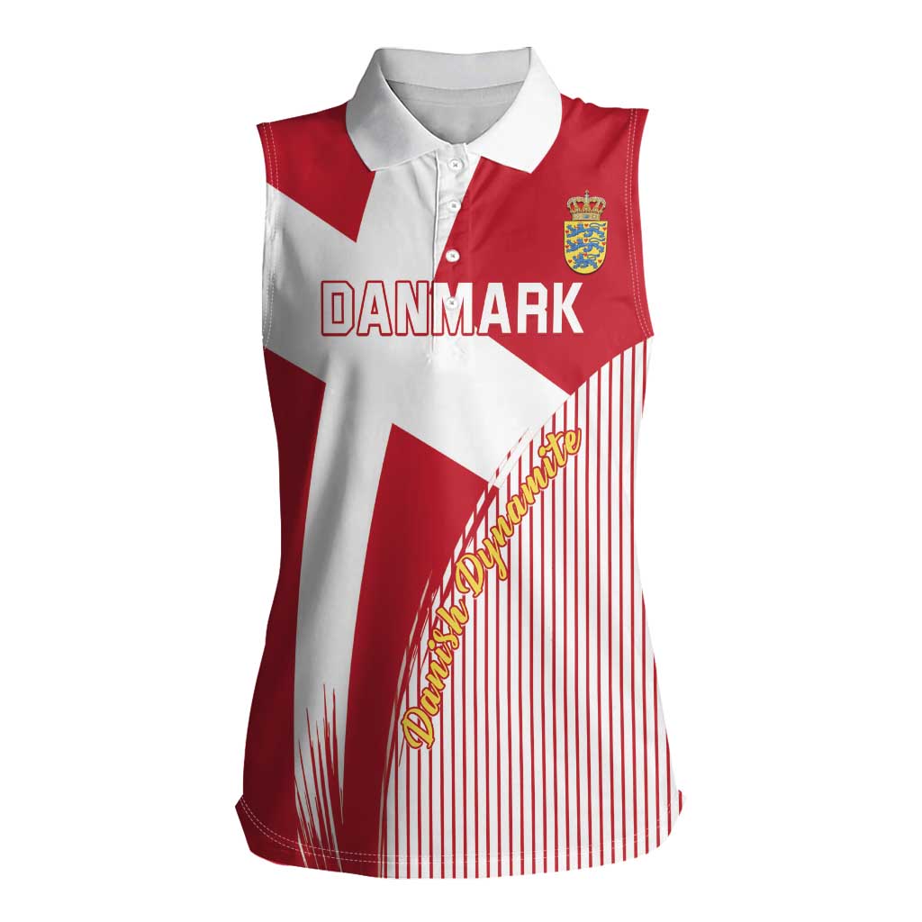 Custom Danmark 2024 Football Women Sleeveless Polo Shirt We are Red We are White We are Danish Dynamite - Wonder Print Shop