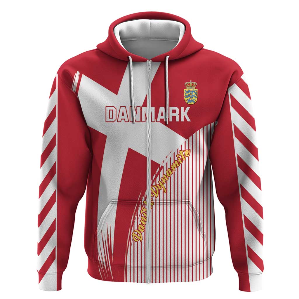 Custom Danmark 2024 Football Zip Hoodie We are Red We are White We are Danish Dynamite - Wonder Print Shop