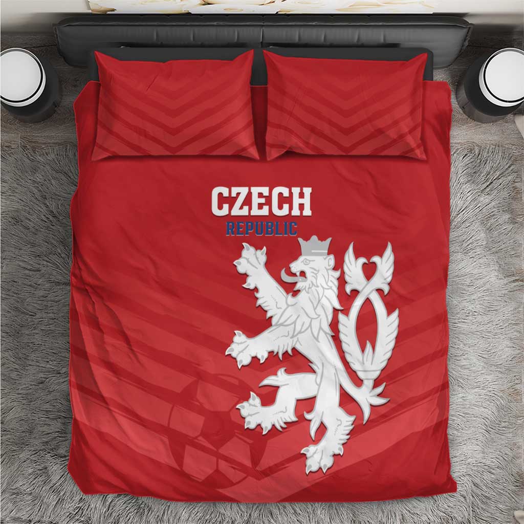 Red Czech Republic bedding set with white lion crest and CZECH REPUBLIC lettering