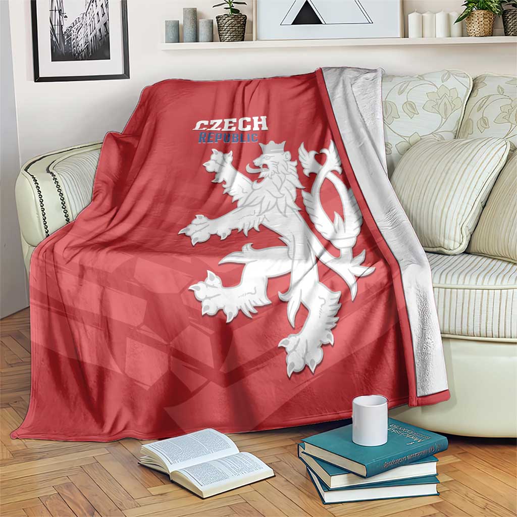 Red Czech Republic football blanket with white lion crest and 'Czech Republic' text