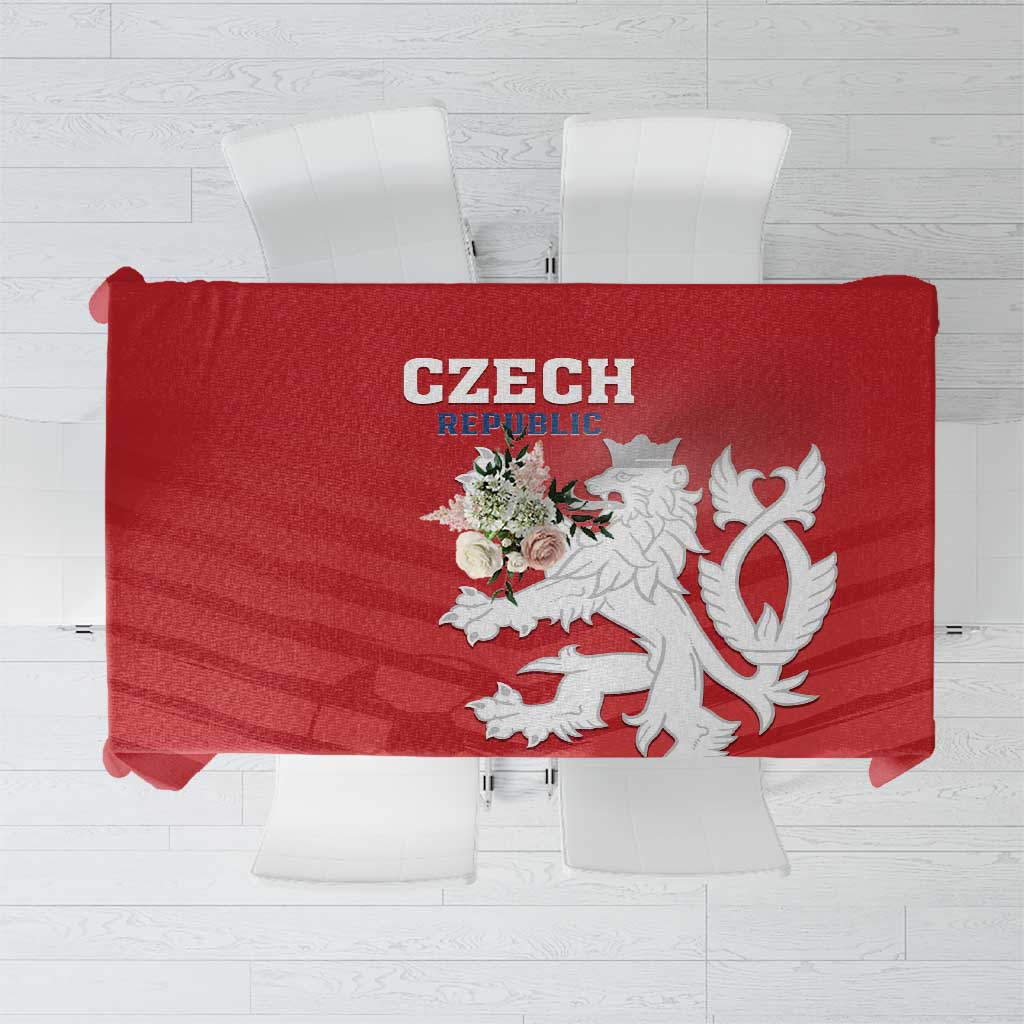 Red Czech Republic football tablecloth with white crest and 'CZECH REPUBLIC' text