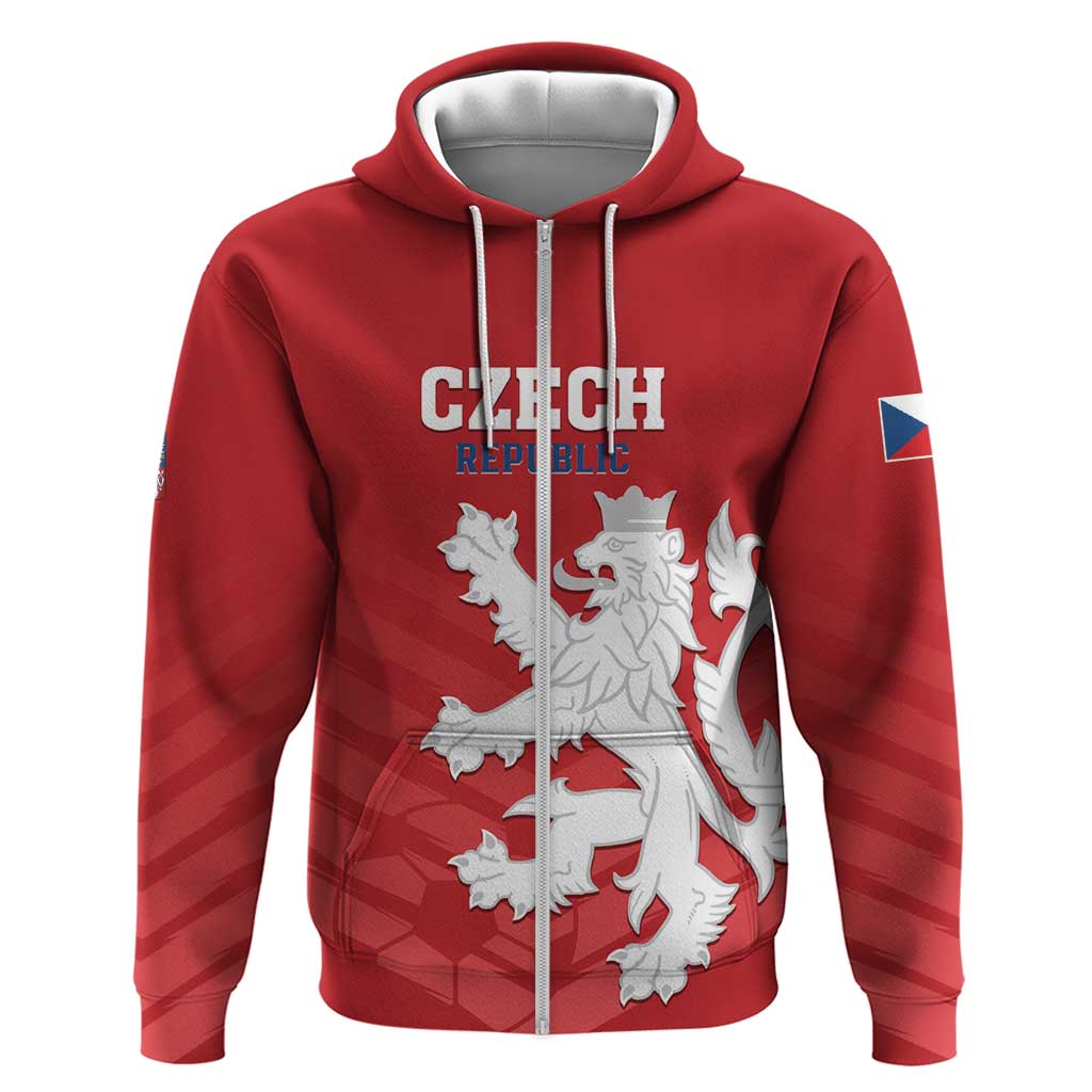 Custom Czech Republic 2024 Football Zip Hoodie Jeden Tym Jeden Cil Czechia - Wonder Print Shop