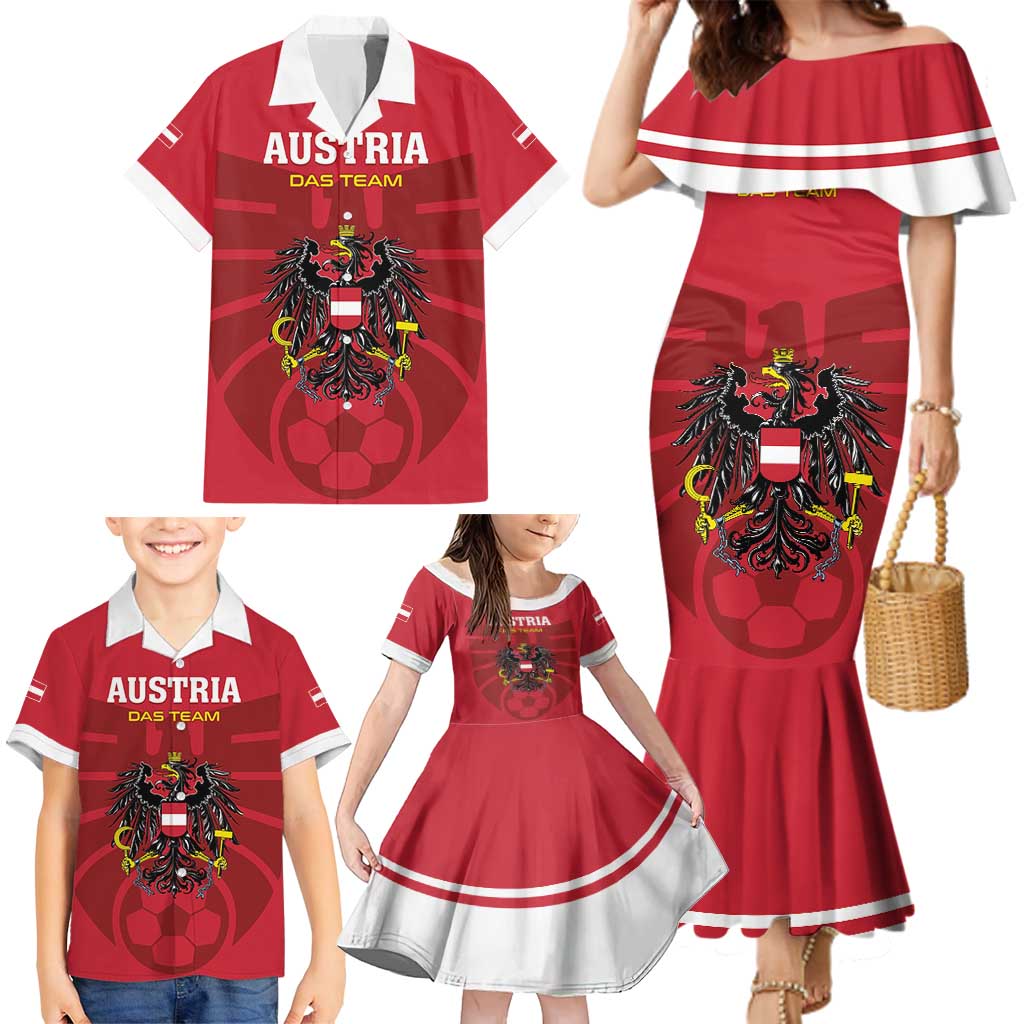 Custom Austria 2024 Football Family Matching Mermaid Dress and Hawaiian Shirt Das Team Go Champions - Wonder Print Shop