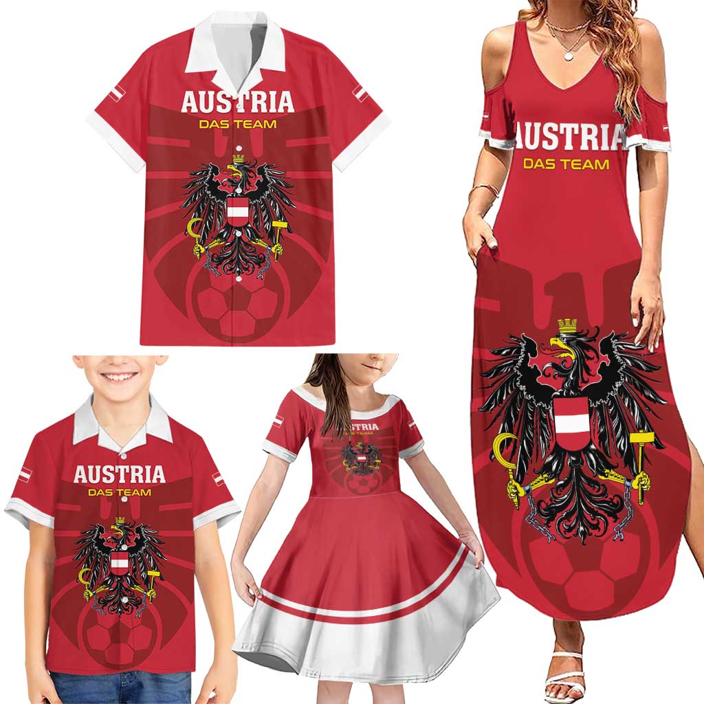 Custom Austria 2024 Football Family Matching Summer Maxi Dress and Hawaiian Shirt Das Team Go Champions - Wonder Print Shop