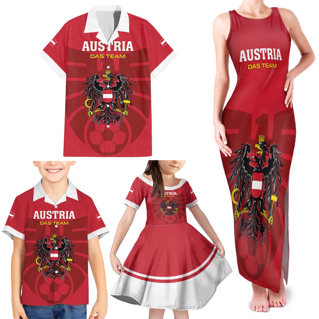 Custom Austria 2024 Football Family Matching Tank Maxi Dress and Hawaiian Shirt Das Team Go Champions - Wonder Print Shop