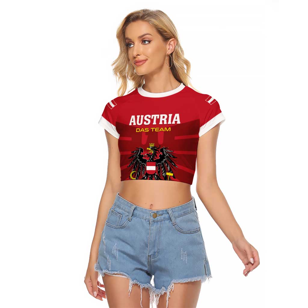 Custom Austria 2024 Football Raglan Cropped T Shirt Das Team Go Champions - Wonder Print Shop