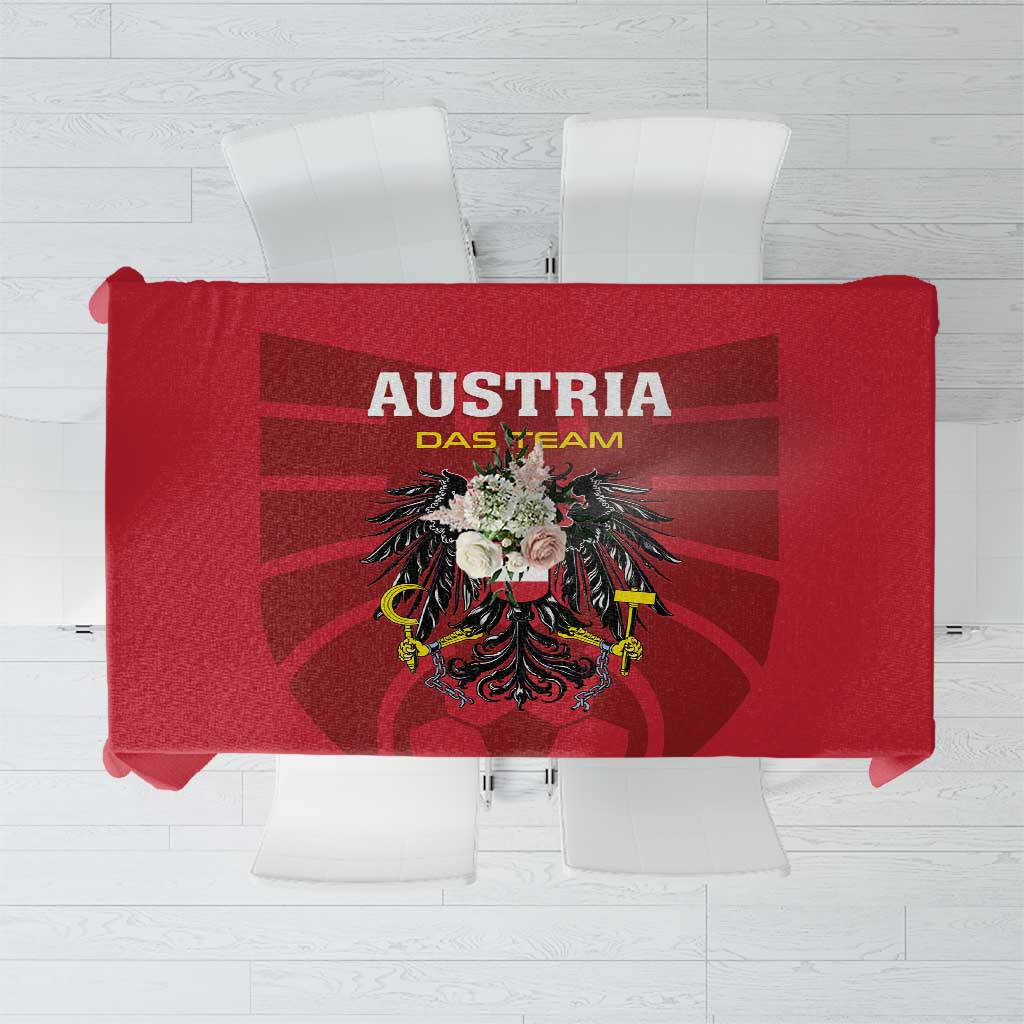 Red Austria 2024 football tablecloth with team text and coat of arms center