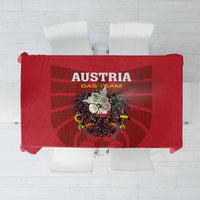 Red Austria 2024 football tablecloth with team text and coat of arms center