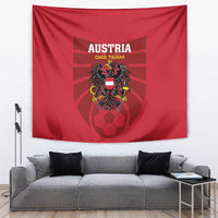 Red Austria football team wall tapestry with crest and 'DAS TEAM' text