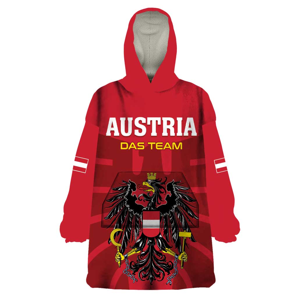 Custom Austria 2024 Football Wearable Blanket Hoodie Das Team Go Champions - Wonder Print Shop