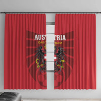 Red Austria football window curtain pair with eagle crest and Austria team text