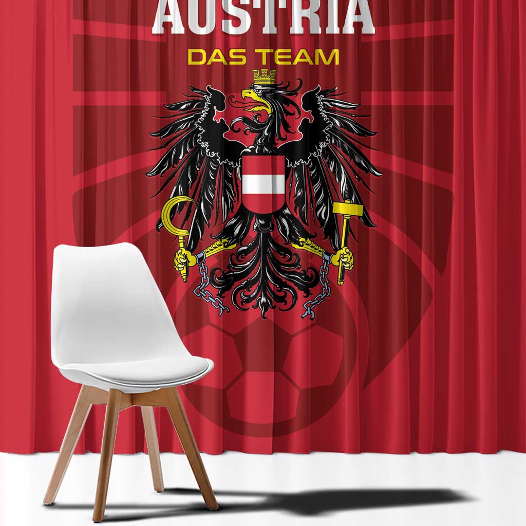 Red Austria football curtain panel with large eagle crest and Austria team lettering