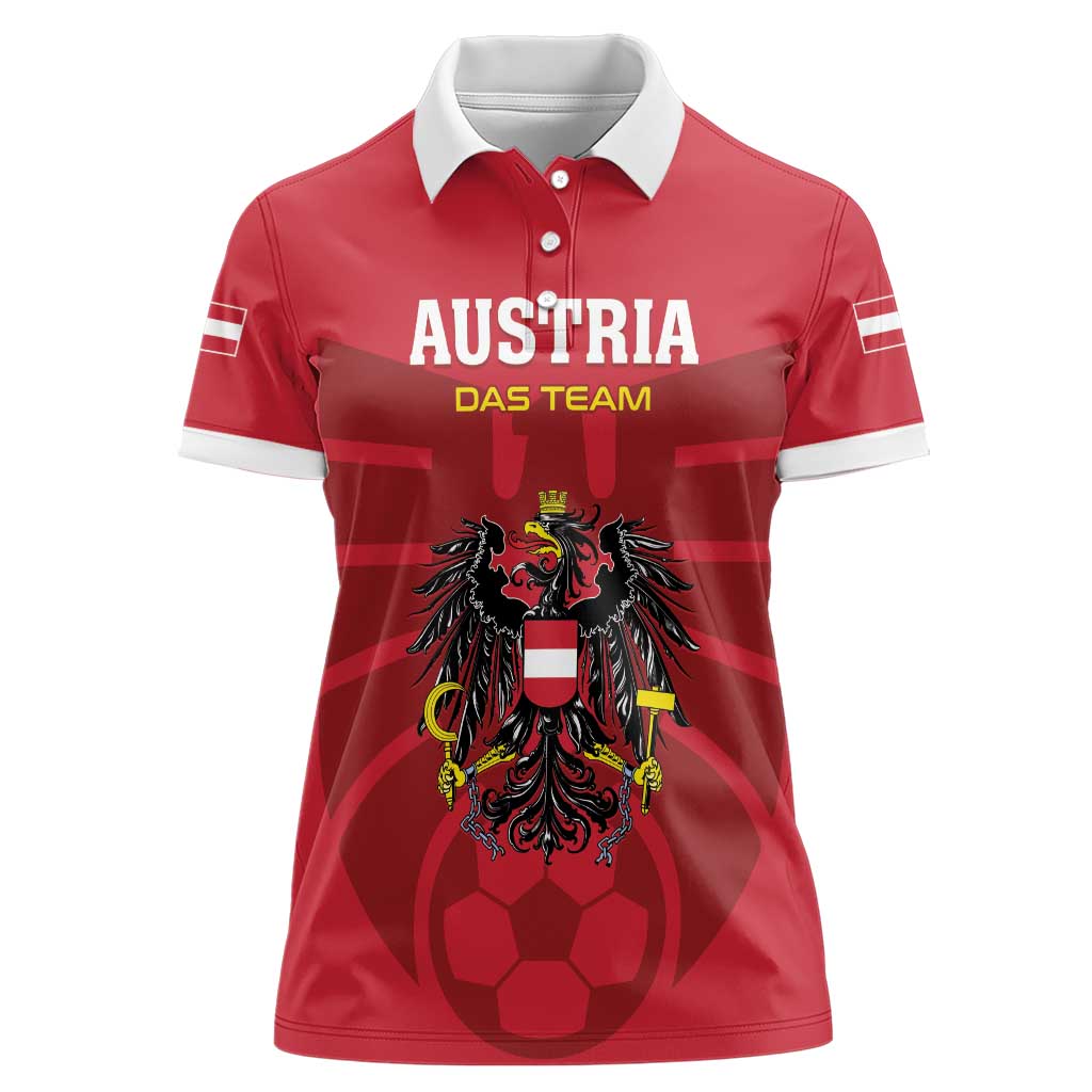 Custom Austria 2024 Football Women Polo Shirt Das Team Go Champions - Wonder Print Shop