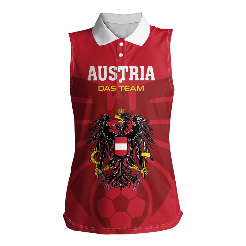 Custom Austria 2024 Football Women Sleeveless Polo Shirt Das Team Go Champions - Wonder Print Shop