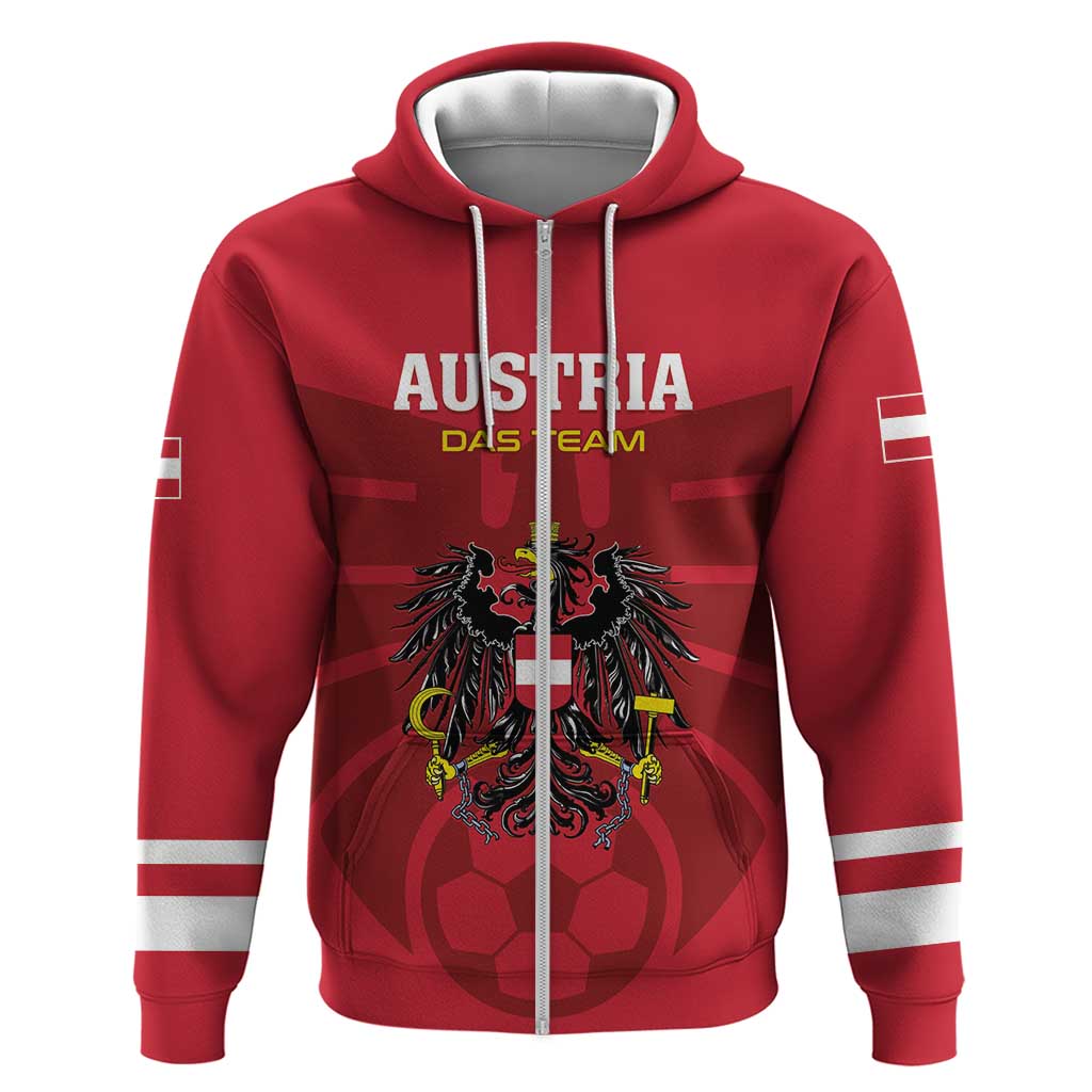 Custom Austria 2024 Football Zip Hoodie Das Team Go Champions - Wonder Print Shop