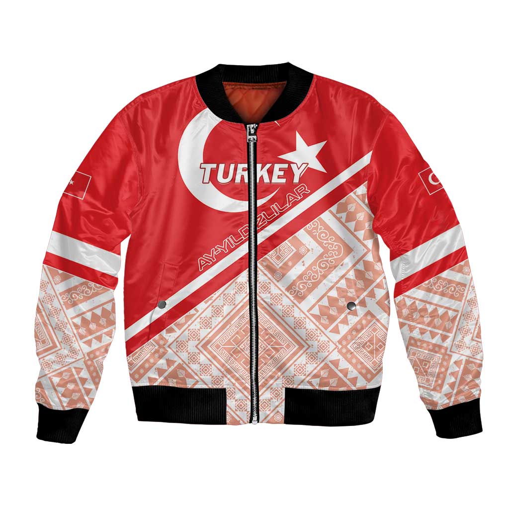 Custom Turkey 2024 Football Bomber Jacket Ay Yldzllar Biz Bitti Demeden Bitmez - Wonder Print Shop