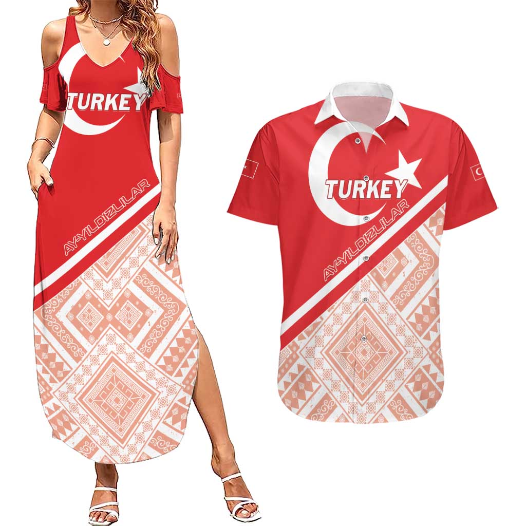 Custom Turkey 2024 Football Couples Matching Summer Maxi Dress and Hawaiian Shirt Ay Yldzllar Biz Bitti Demeden Bitmez - Wonder Print Shop