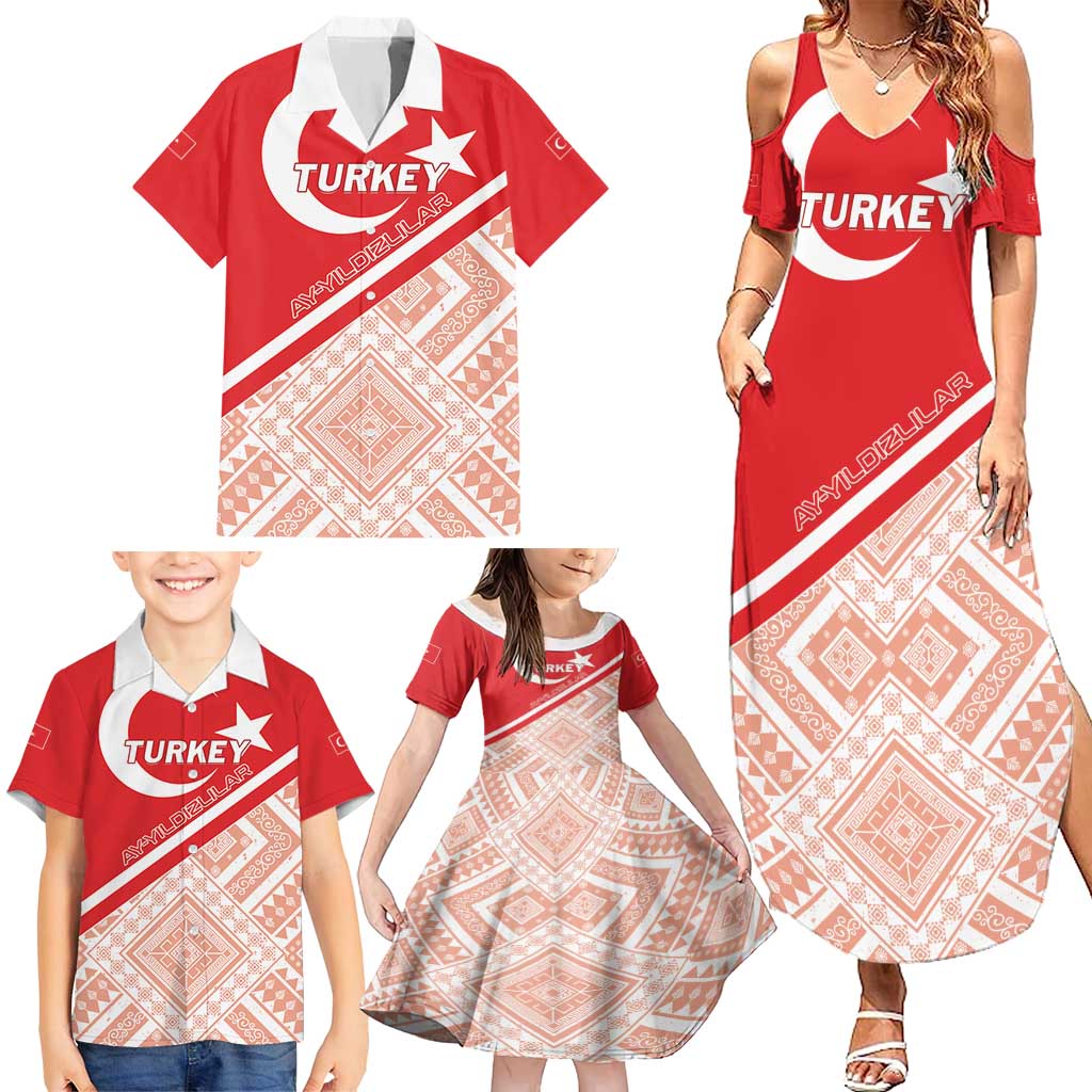 Custom Turkey 2024 Football Family Matching Summer Maxi Dress and Hawaiian Shirt Ay Yldzllar Biz Bitti Demeden Bitmez - Wonder Print Shop