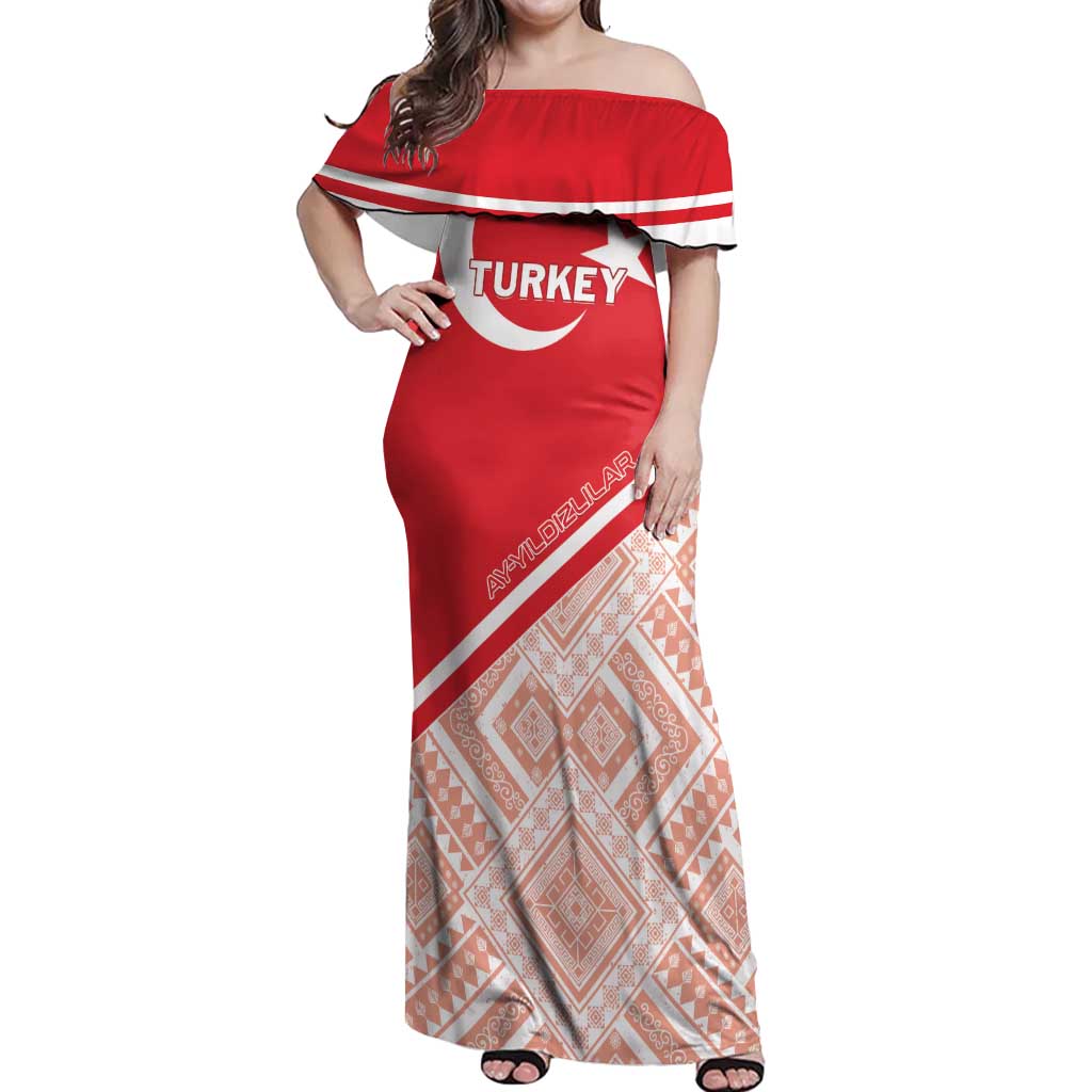 Custom Turkey 2024 Football Off Shoulder Maxi Dress Ay Yldzllar Biz Bitti Demeden Bitmez - Wonder Print Shop