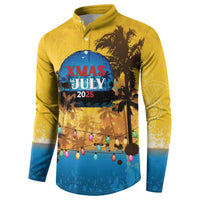 Personalized Xmas in July 2025 Button Sweatshirt Caribbean Summer Christmas - Wonder Print Shop