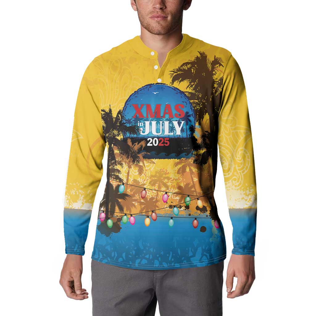 Personalized Xmas in July 2025 Button Sweatshirt Caribbean Summer Christmas - Wonder Print Shop