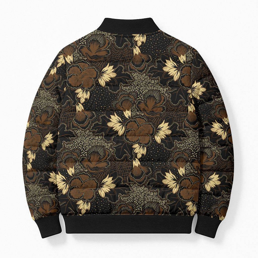 Javanese Batik Semen Bomber Puffer Jacket Indonesian Traditional Pattern