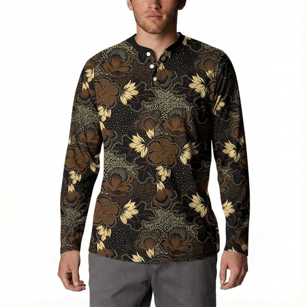 Javanese Batik Semen Button Sweatshirt Indonesian Traditional Pattern