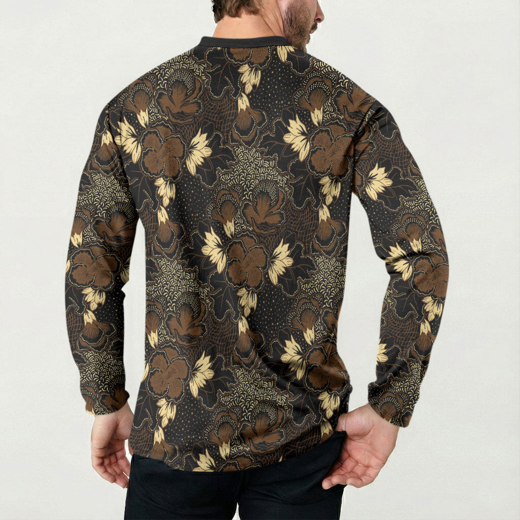 Javanese Batik Semen Button Sweatshirt Indonesian Traditional Pattern