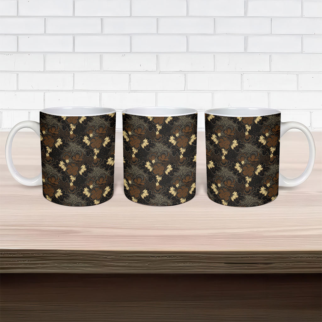 Javanese Batik Semen Ceramic Mug Indonesian Traditional Pattern