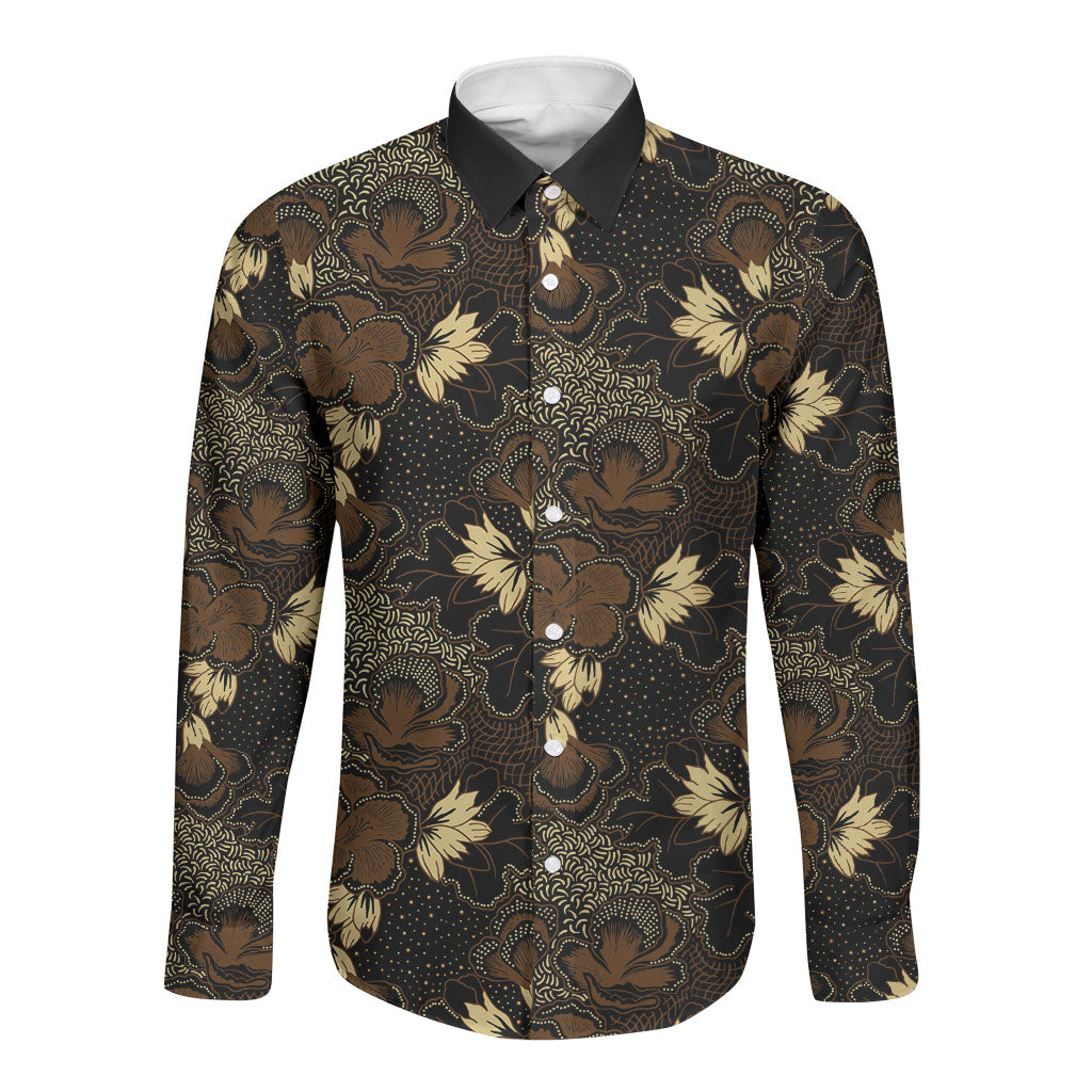Javanese Batik Semen Long Sleeve Button Shirt Indonesian Traditional Pattern