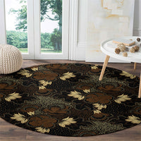 Javanese Batik Semen Round Carpet Indonesian Traditional Pattern