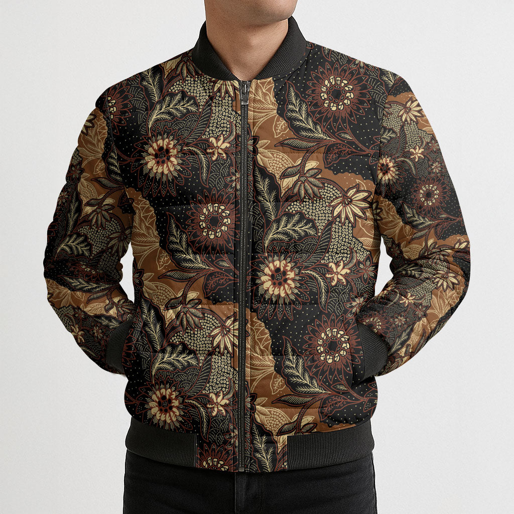 Batik Pedalaman Semen Lereng Style Bomber Puffer Jacket Indonesian Traditional Pattern