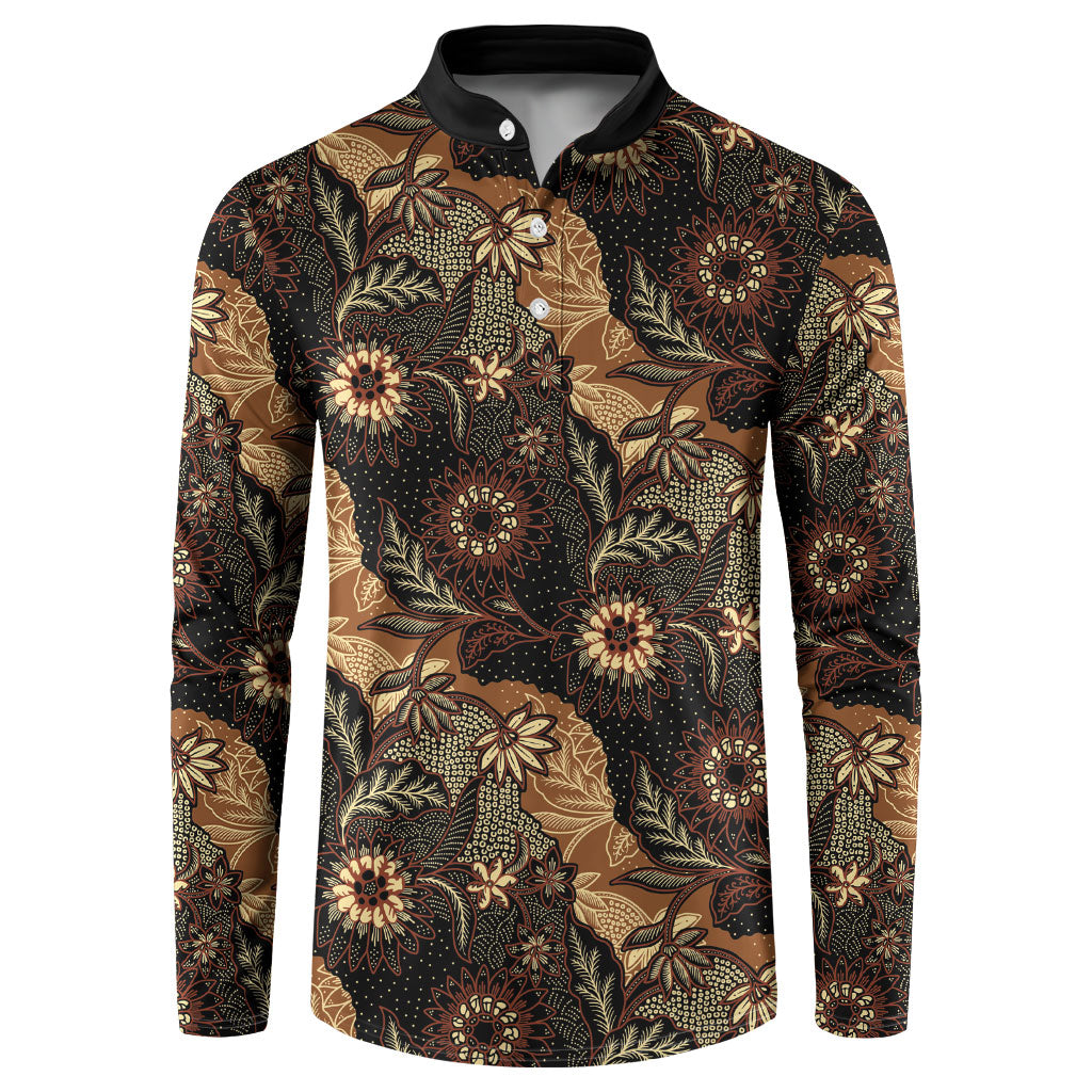 Batik Pedalaman Semen Lereng Style Button Sweatshirt Indonesian Traditional Pattern