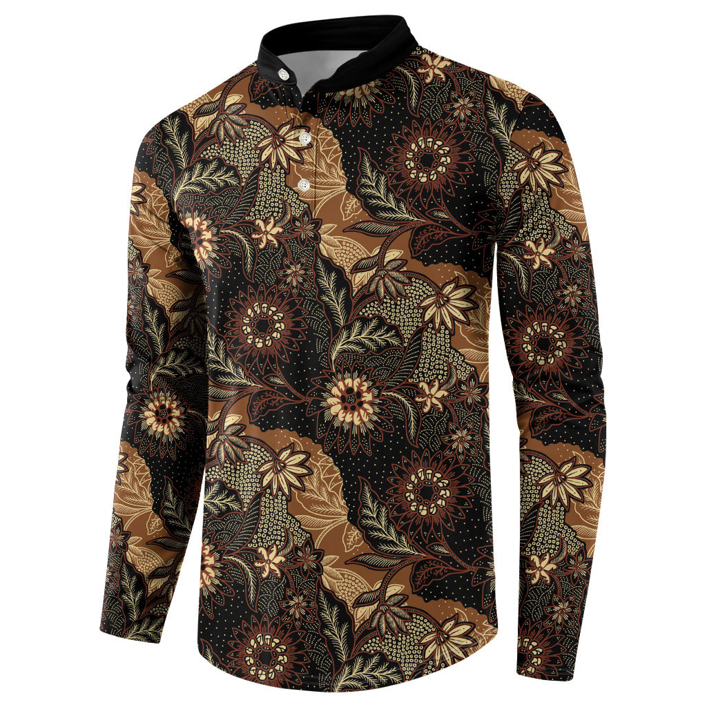 Batik Pedalaman Semen Lereng Style Button Sweatshirt Indonesian Traditional Pattern