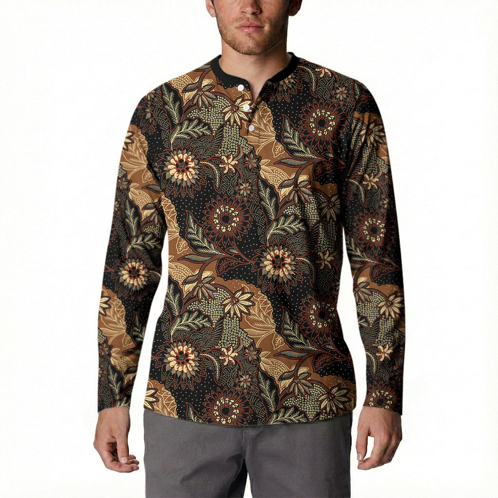 Batik Pedalaman Semen Lereng Style Button Sweatshirt Indonesian Traditional Pattern