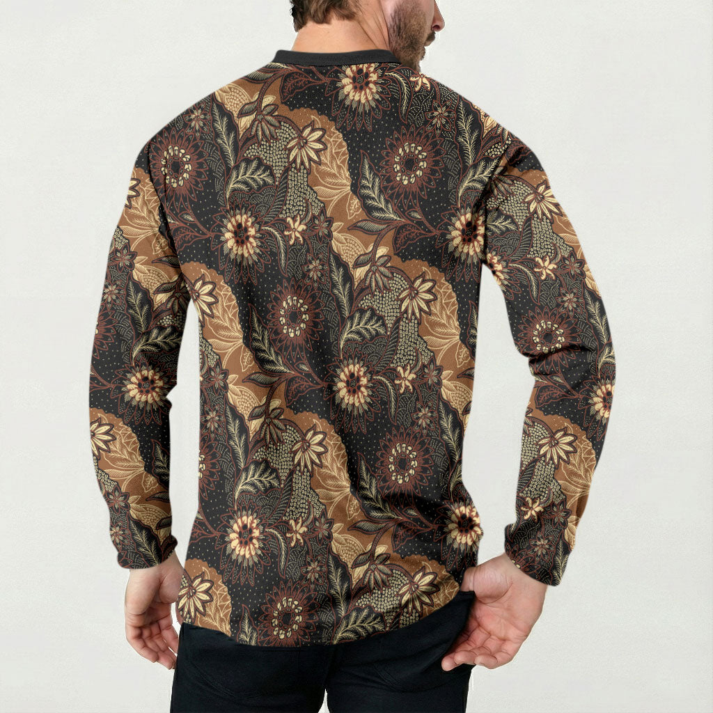 Batik Pedalaman Semen Lereng Style Button Sweatshirt Indonesian Traditional Pattern