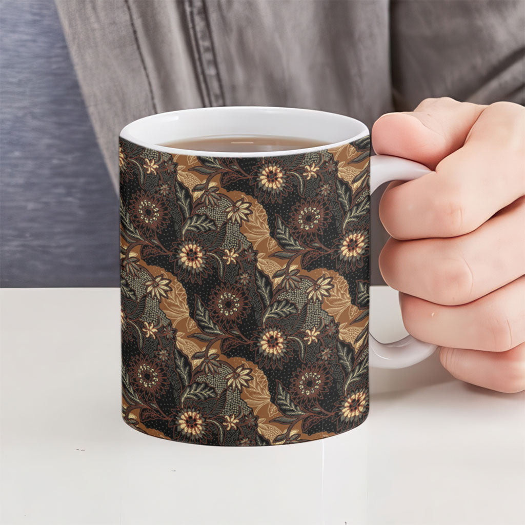 Batik Pedalaman Semen Lereng Style Ceramic Mug Indonesian Traditional Pattern