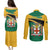 Jamaica Couples Matching Puletasi Dress and Long Sleeve Button Shirts Jumieka Lion Mix African Pattern - Wonder Print Shop