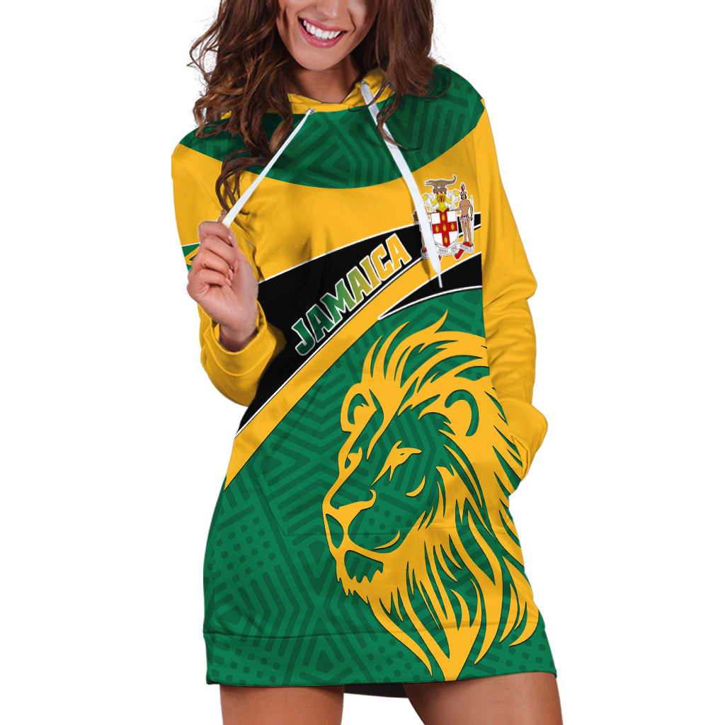 Jamaica Hoodie Dress Jumieka Lion Mix African Pattern - Wonder Print Shop