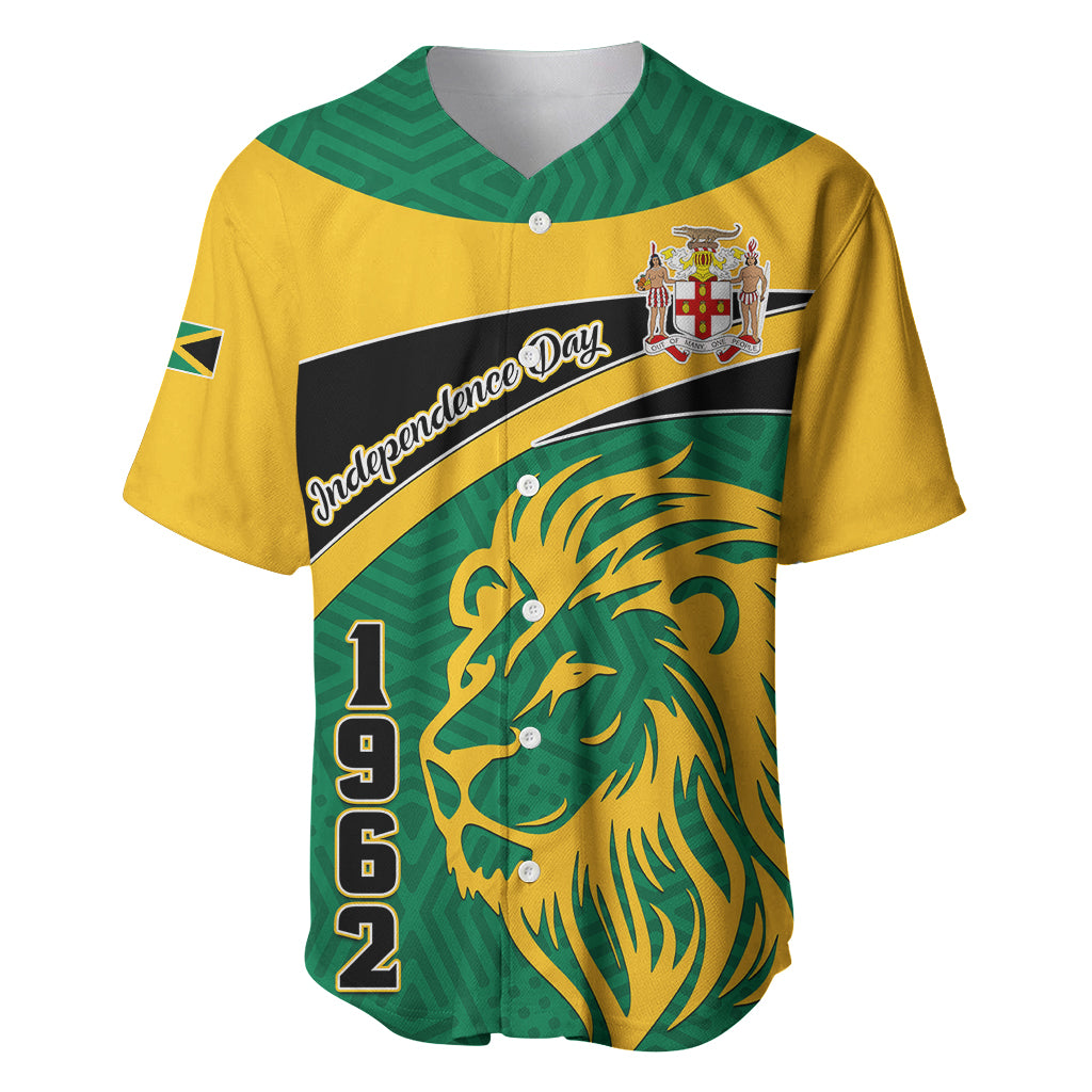 Jamaica Independence Day Baseball Jersey Jumieka Lion Mix African Pattern - Wonder Print Shop