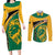 Jamaica Independence Day Couples Matching Long Sleeve Bodycon Dress and Long Sleeve Button Shirts Jumieka Lion Mix African Pattern - Wonder Print Shop