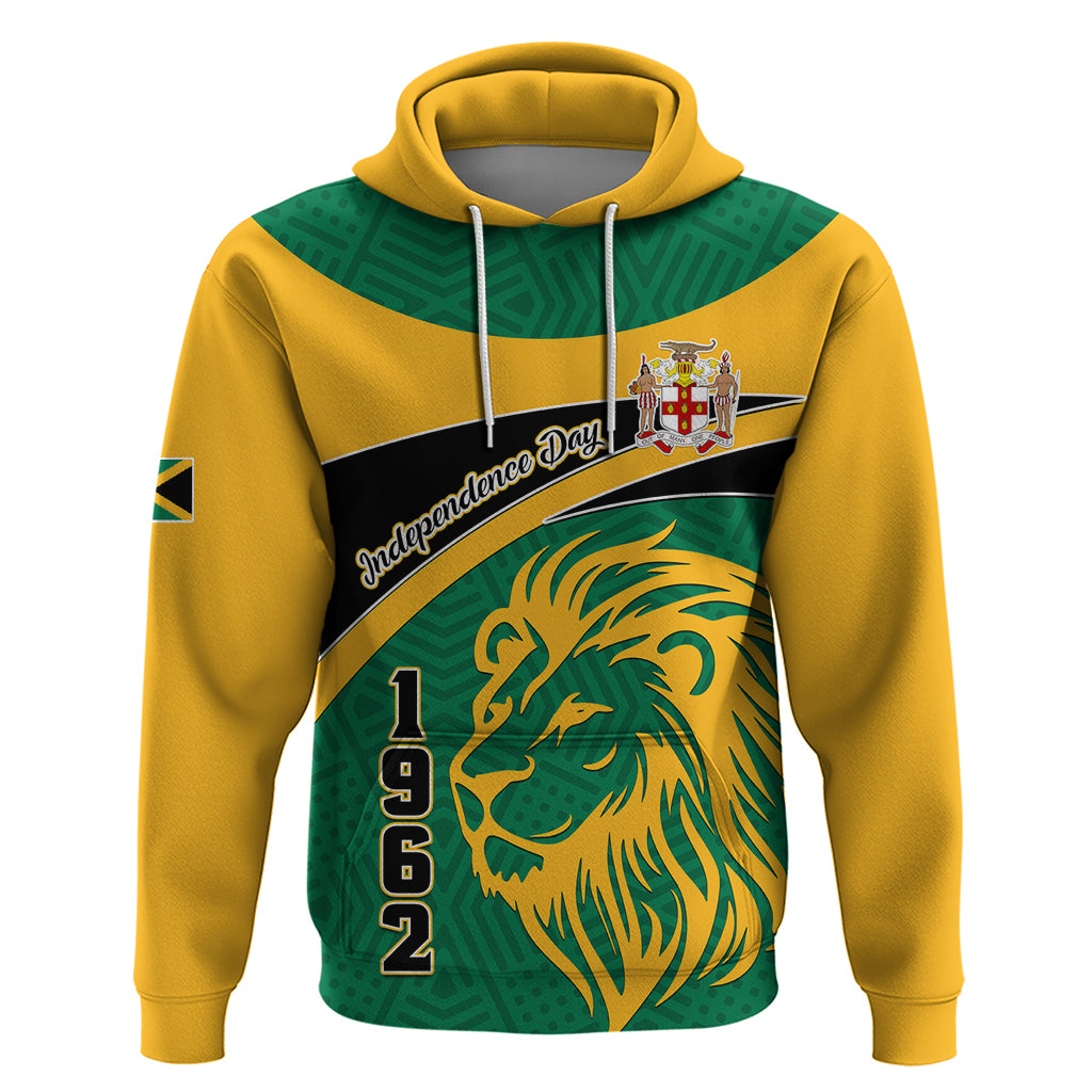 Jamaica Independence Day Hoodie Jumieka Lion Mix African Pattern - Wonder Print Shop