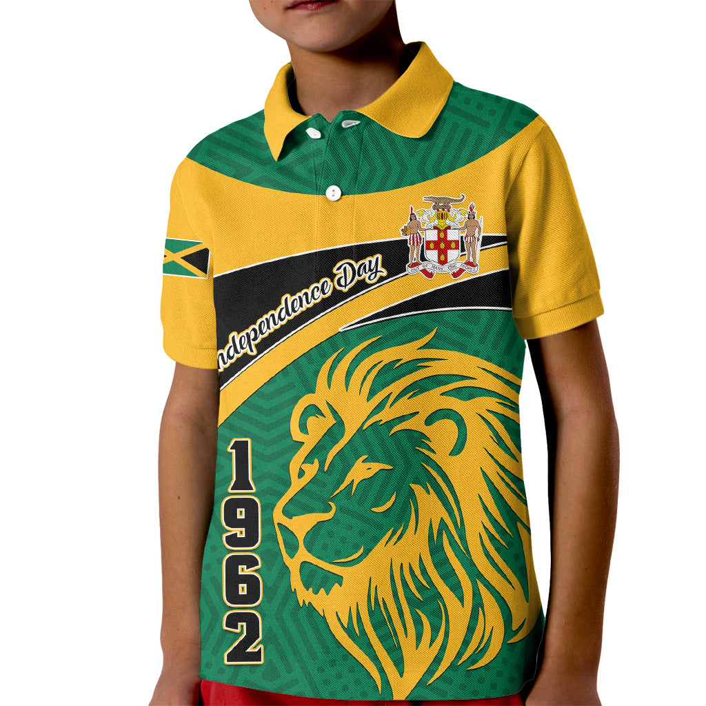 Jamaica Independence Day Kid Polo Shirt Jumieka Lion Mix African Pattern - Wonder Print Shop